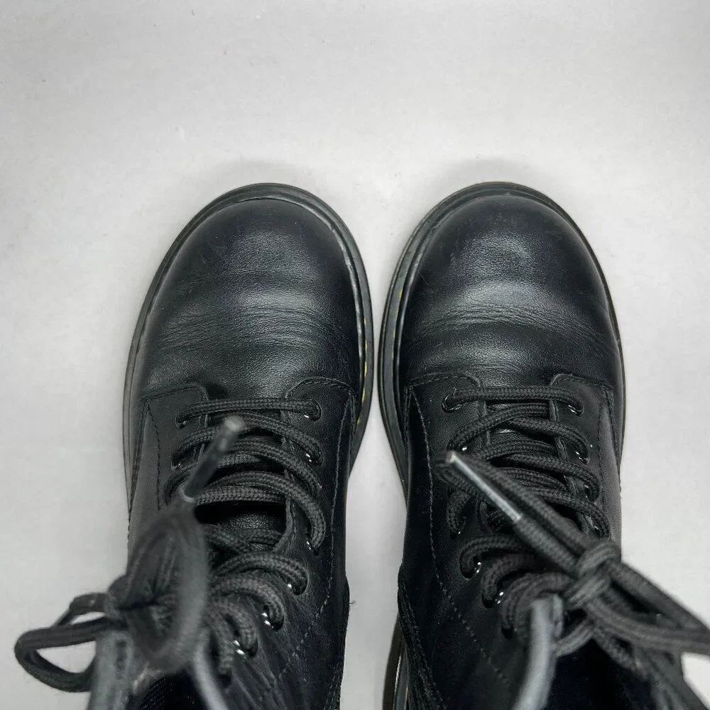 Dr. Martens Boots Boy's Size 2 1460 Softy T Black Leather Lace Up Combat‎ Boots